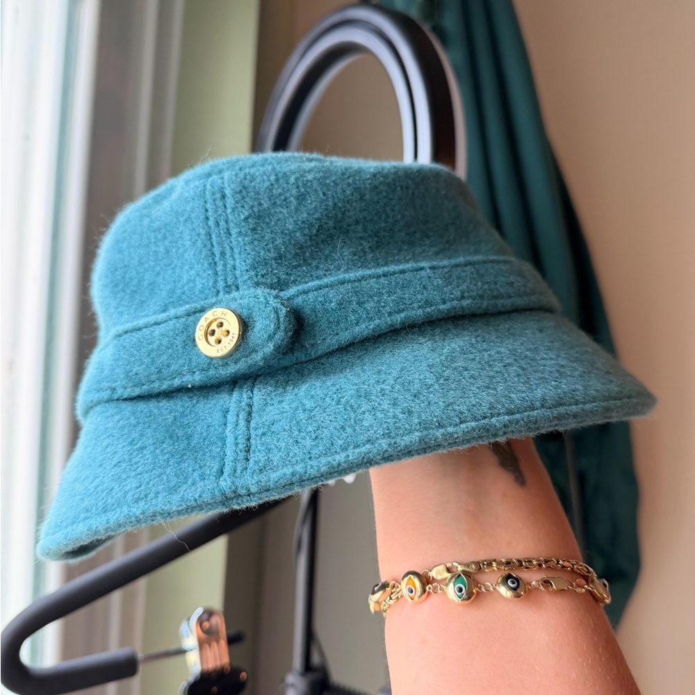 Coach Teal Wool Bucket Hat